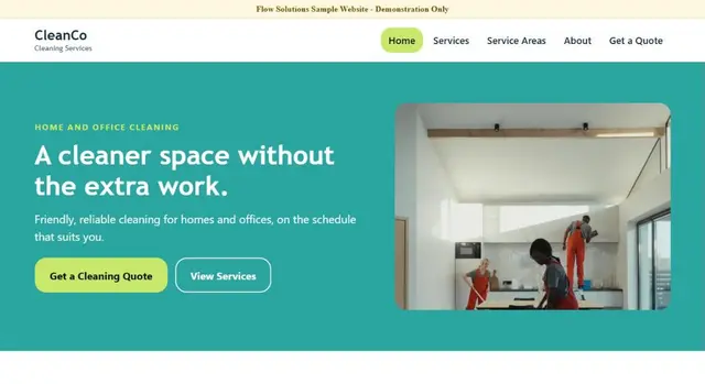 CleanCo sample website for a cleaning service
